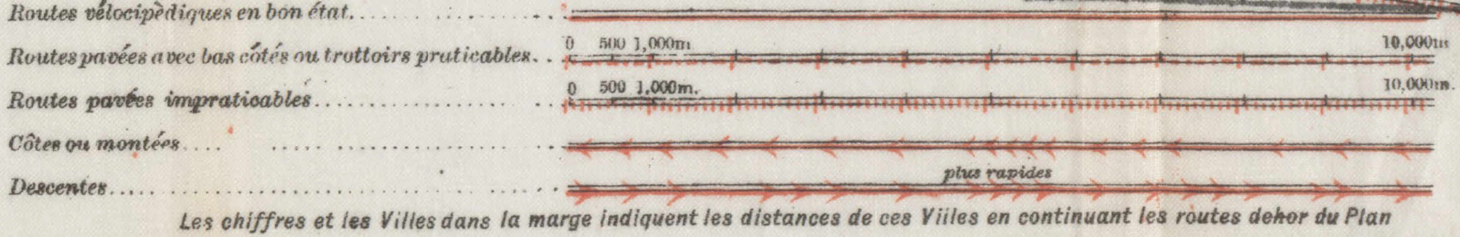 Légende de la carte Plan vélo des environs de Paris (Fin du 19iéme siècle - 1893) sur HARVARD Library 