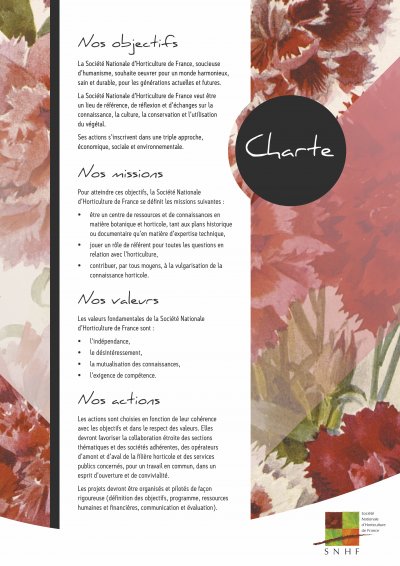 Charte de la Société Nationale d'Horticulture de France.